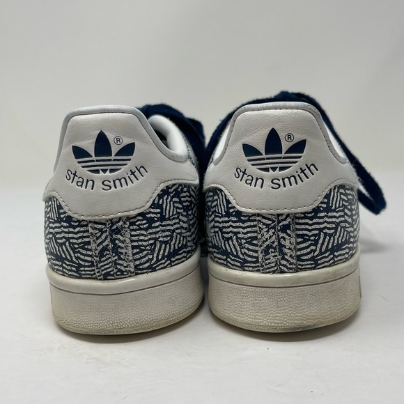 Adidas Stan Smith Shoes Womens 7.5 Navy Blue Collegiate‎ Crackle Stripe Sneakers - Picture 5 of 15